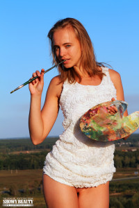 Horny beauty outdoor