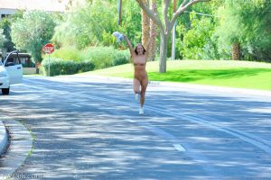 Kiera goes for a jog naked