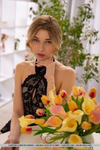 Christine Cardo Nude in Black Sheer Dress