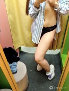 Cute Ukrainian Teen streams from a changing room at the mall
