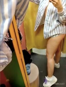 Cute Ukrainian Teen streams from a changing room at the mall