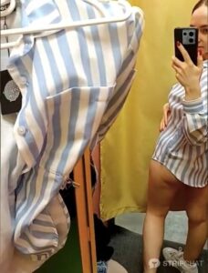 Cute Ukrainian Teen streams from a changing room at the mall