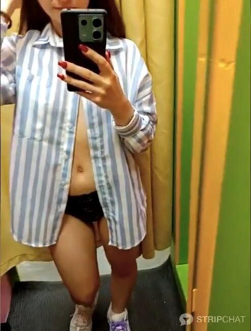 Cute Ukrainian Teen streams from a changing room at the mall